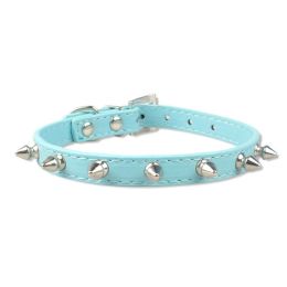 Pet Leather Spike Nail Collars (Color: Blue)