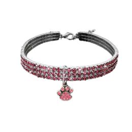 Cat Crystal Necklace Collar (Color: Pink claw)