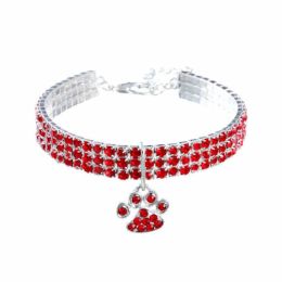 Cat Crystal Necklace Collar (Color: Red claw)