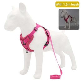 Wholesale dog harness with 1.5m leash (Color: Rose Red)