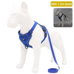 Wholesale dog harness with 1.5m leash (Color: Blue)