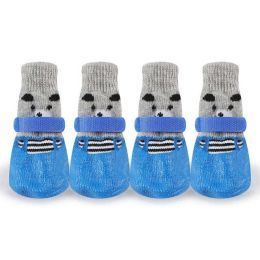 Wholesale 4pcs/set rubber waterproof rain and snow socks (Color: Blue Dog Shoes 173)