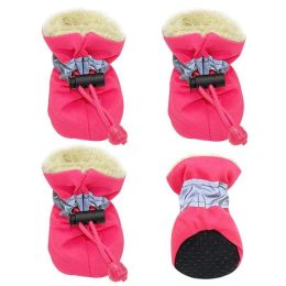 Wholesale 4-Pack Non-Slip Pet Protection Soft Sole Dog Shoes (Color: Rose Red)