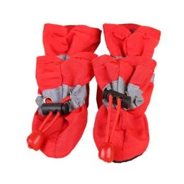 Wholesale 4-Pack Non-Slip Pet Protection Soft Sole Dog Shoes (Color: Without Cotton Red)