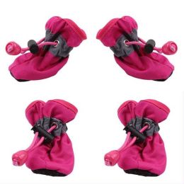 Wholesale 4-Pack Non-Slip Pet Protection Soft Sole Dog Shoes (Color: Without Cotton Rose)