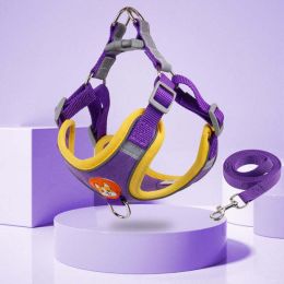 Wholesale pet dog vest leash set (Color: Purple)