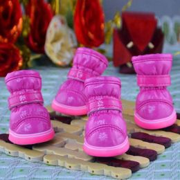 Wholesale 4pcs/set pet warm non-slip waterproof snow boots (Color: M)