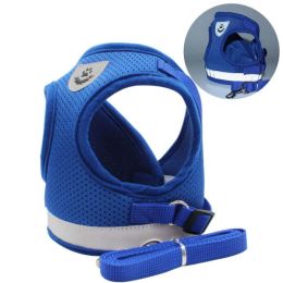 Leash Set Reflective Cat Strap (Color: Blue)